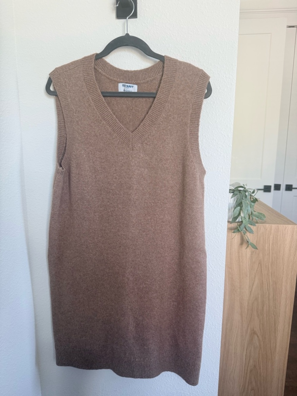 Old Navy so Soft V-Neck Sweater Vest Dress Driftwood Heather